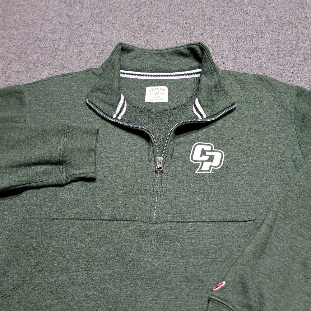 Cal Poly Mustangs Sweater Womens Large Green League 1/2 Zip Pullover Football